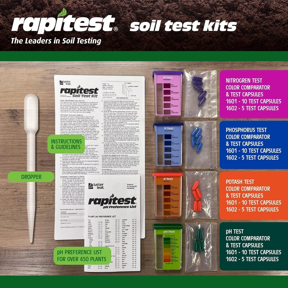 Rapitest Garden Soil Kit - 40 Tests for pH, Nitrogen, Phosphorus & Potash