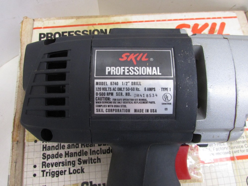 SKIL PROFESSIONAL 1/2” #6740 SPADE HANDLE REVERSIBLE SPEED CONTROL TRIGGER DRILL