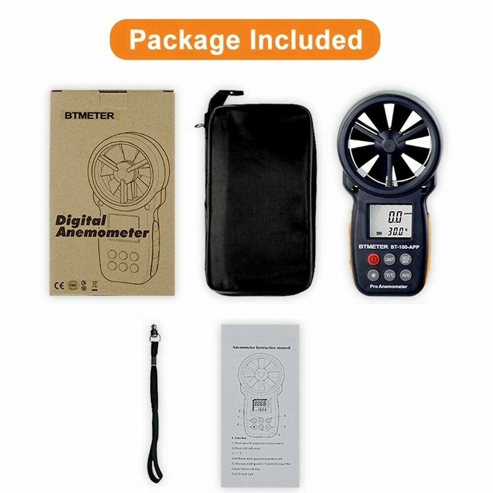 Digital Anemometer Mobile APP Bluetooth Vane Wind Speed Meter Measure Wind Chill