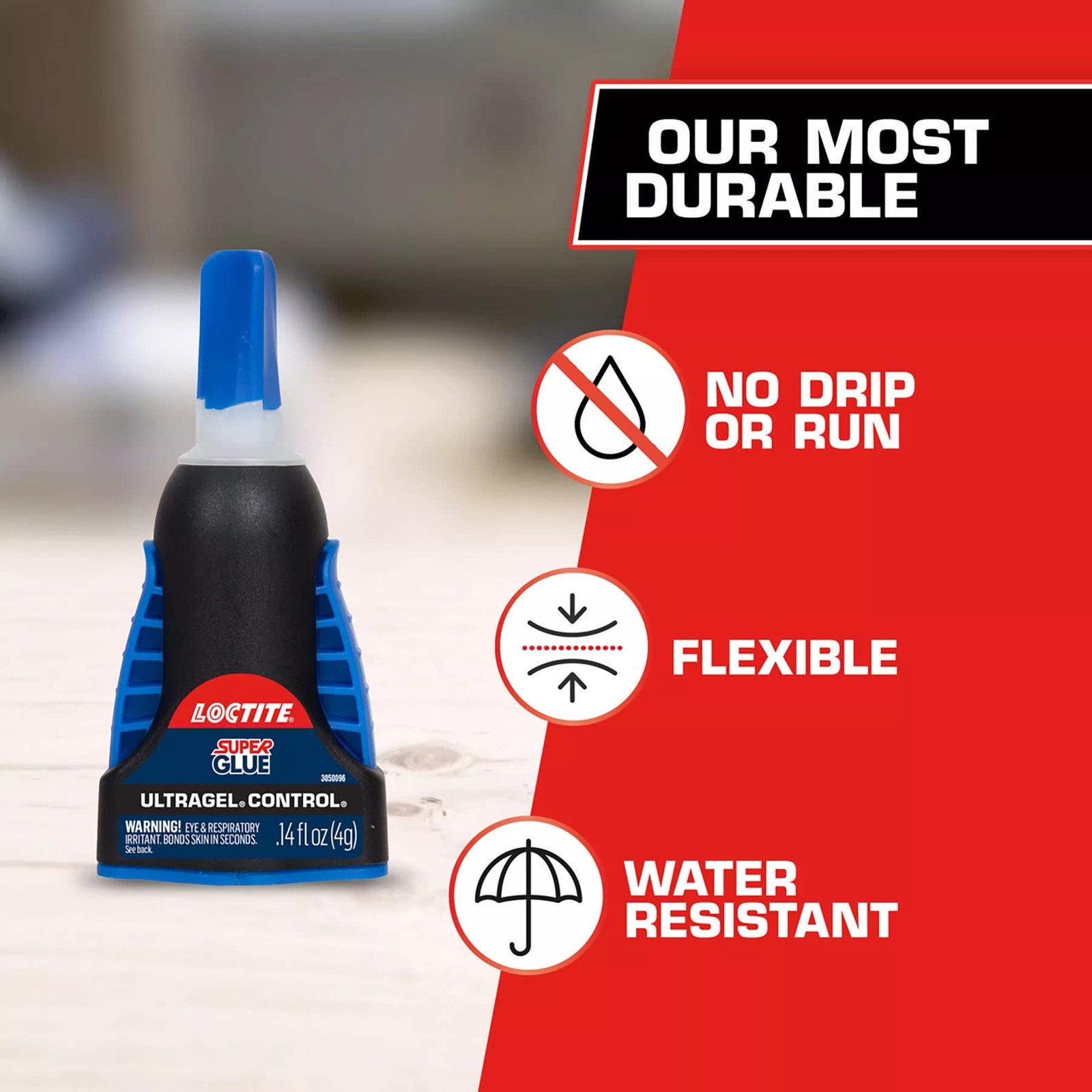 Loctite Super Glue Ultra Gel Control, Clear, 0.14 fl oz Bottle, 1 Pack -