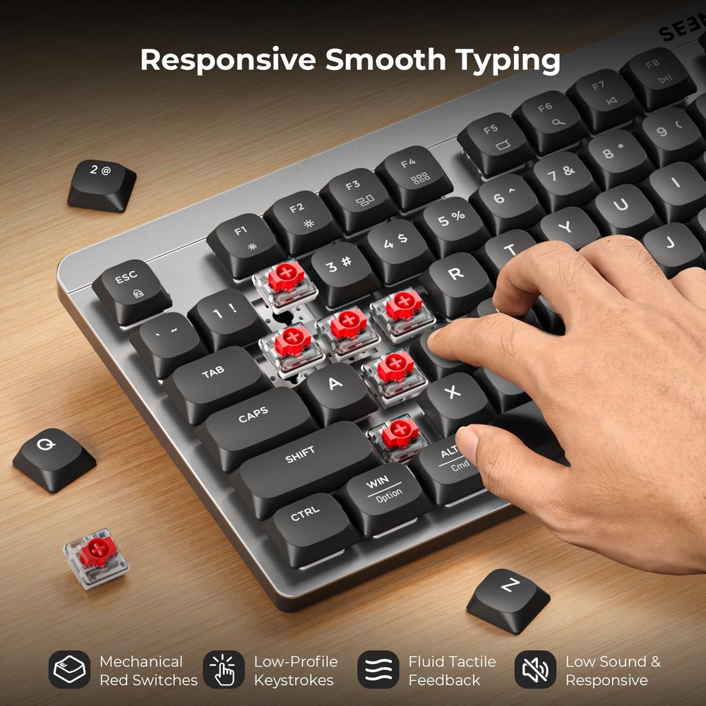 Bluetooth Mechanical Keyboard and , 3 Device Connection Rechargeable and Keyb...