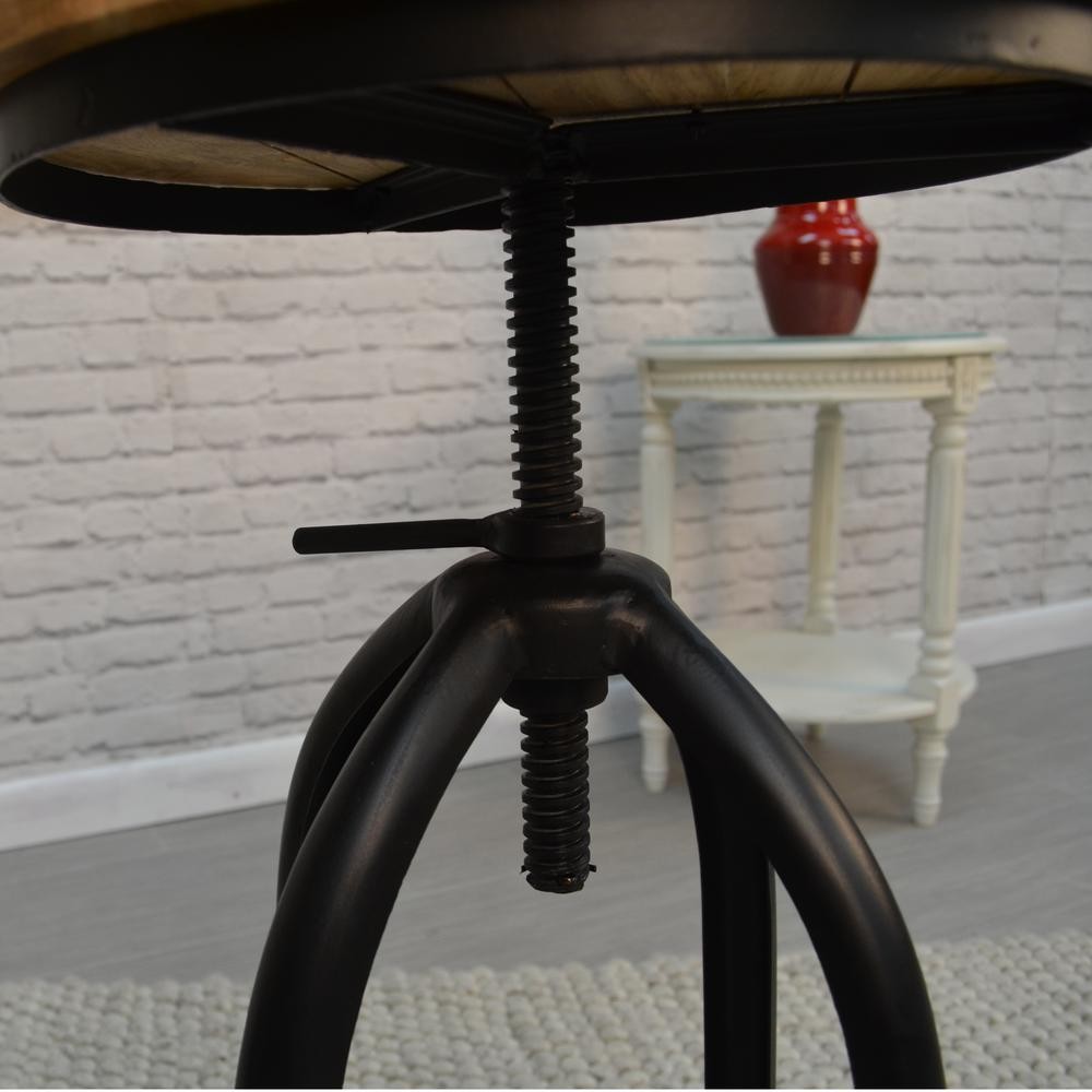 Ryder Adjustable Barstool - Chestnut Seat - Black Base