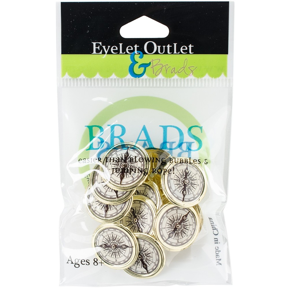 Eyelet Outlet Shape Brads 12/Pkg Compass