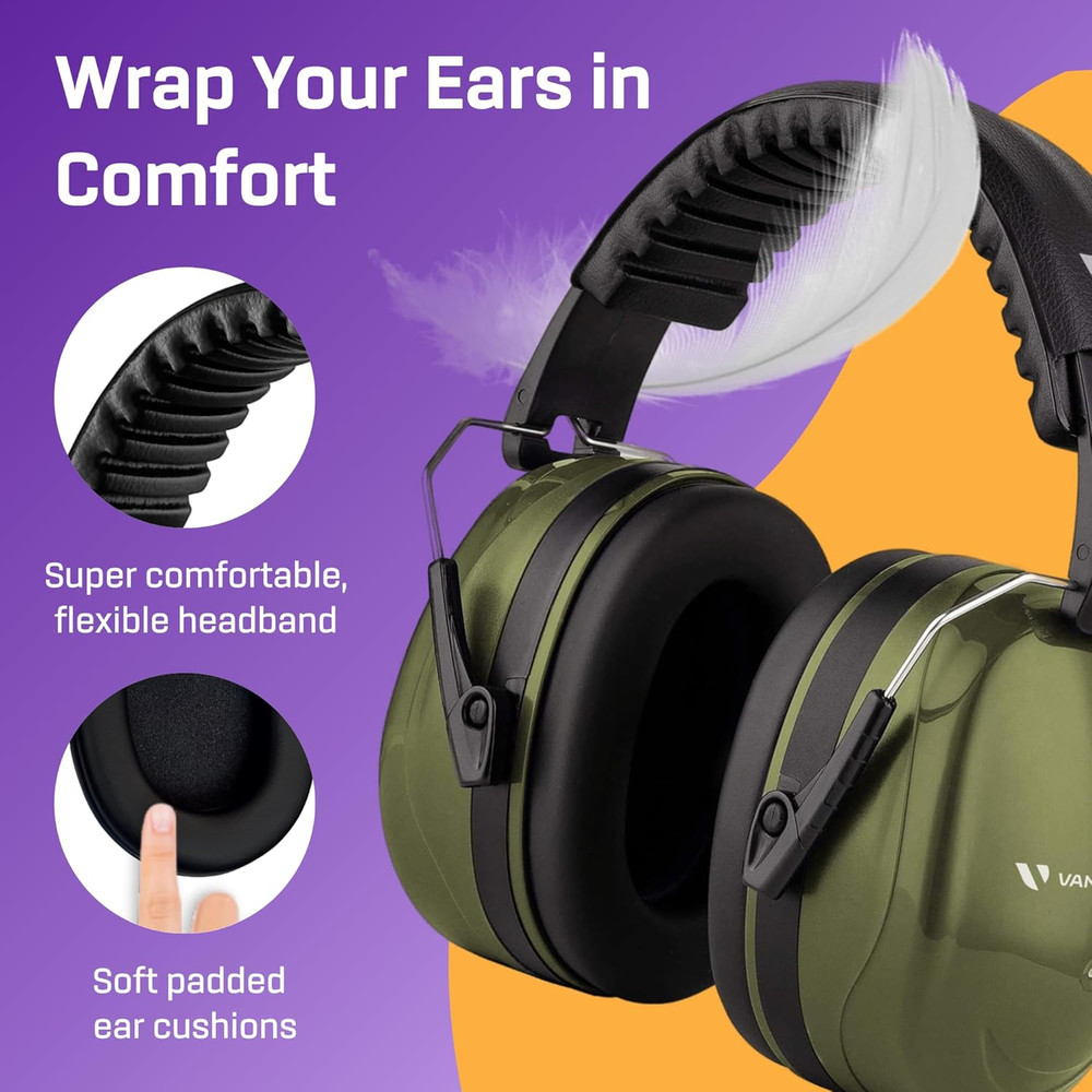 Vanderfields Hearing Protection Ear Muffs for Noise Reduction, 33dB Certified, N