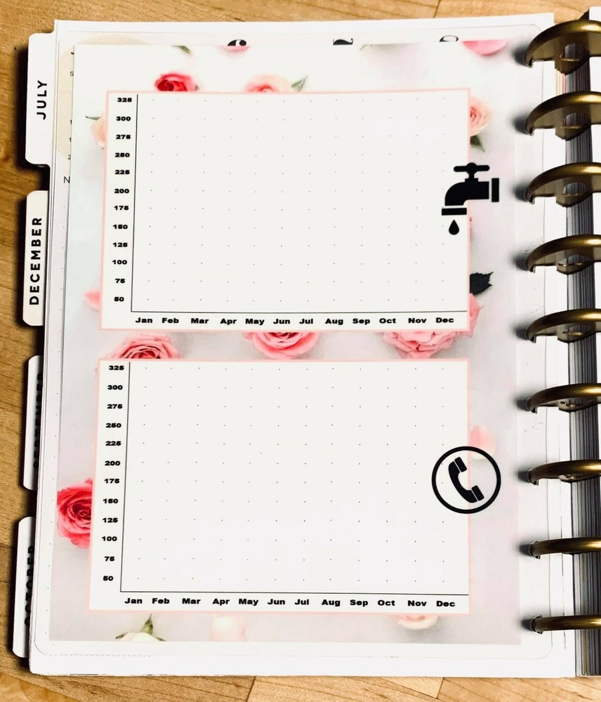 Utilities Bills Expenses Tracker 2 Sided Dashboard Insert 4 use w HAPPY Planner