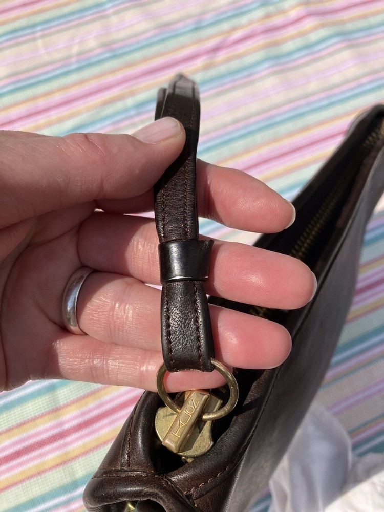 Coach Basic Bag/Clutch Brown Leather, MISSING Crossbody Strap