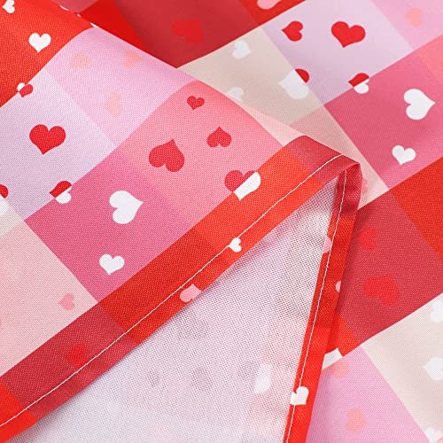 Valentine's Day Table Cloth, 60 x 84 Inch, 84" x 60" (Rectangular) Red Plaid