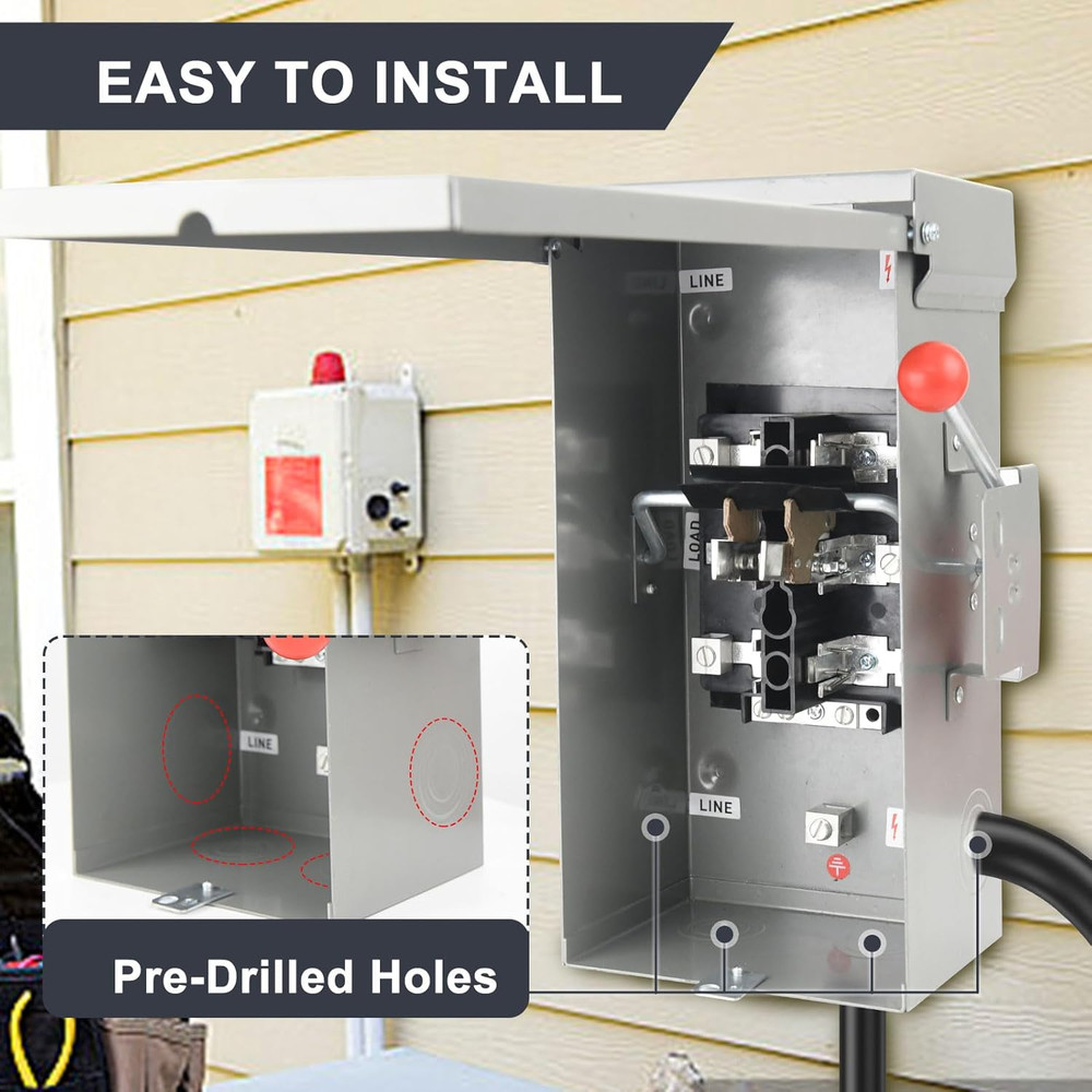 Generator Transfer Switch 100A, Manual Transfer Switch for Home Generator, Heavy