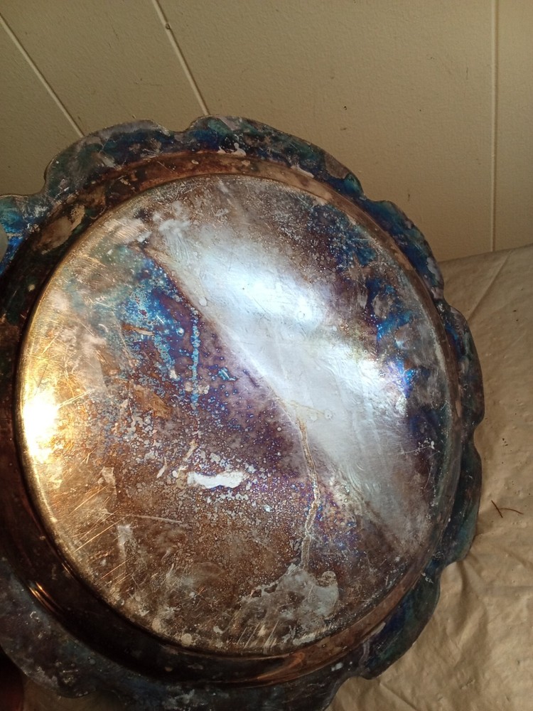 12" Vintage Ornate Silverplate Tray