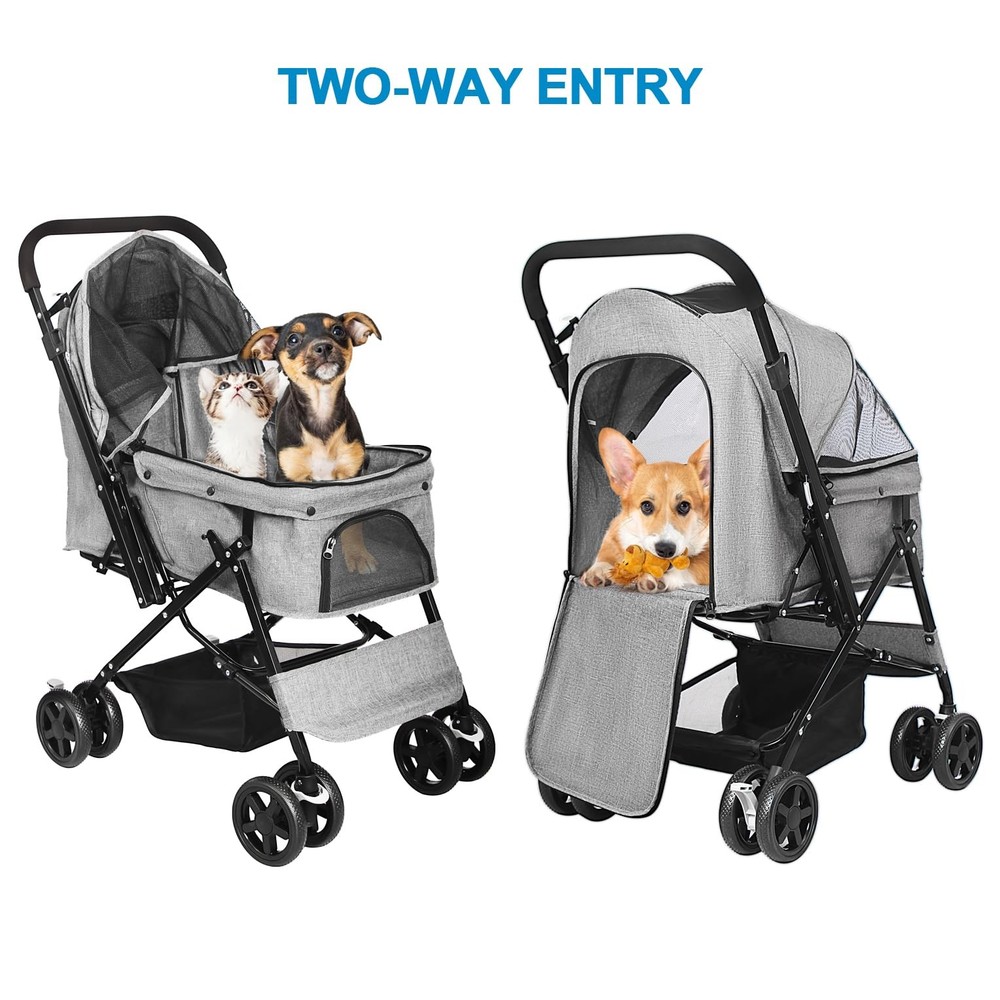 Lightweight Dog Stroller with Reversible Handle for Medium Small Dogs and Cat...