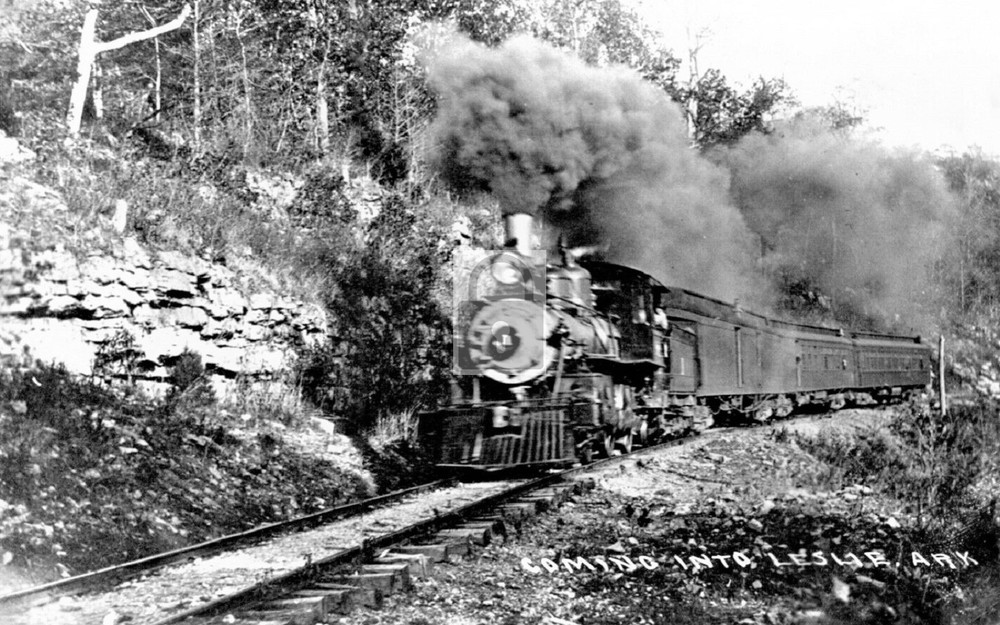 Railroad Train Engine Leslie Arkansas AR - Reprint