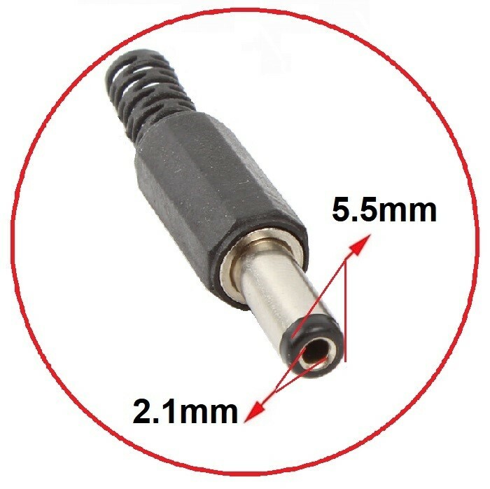5-Pack 5.5x2.1mm Male Straight Solder DC Power Barrel Tip Plug Connector