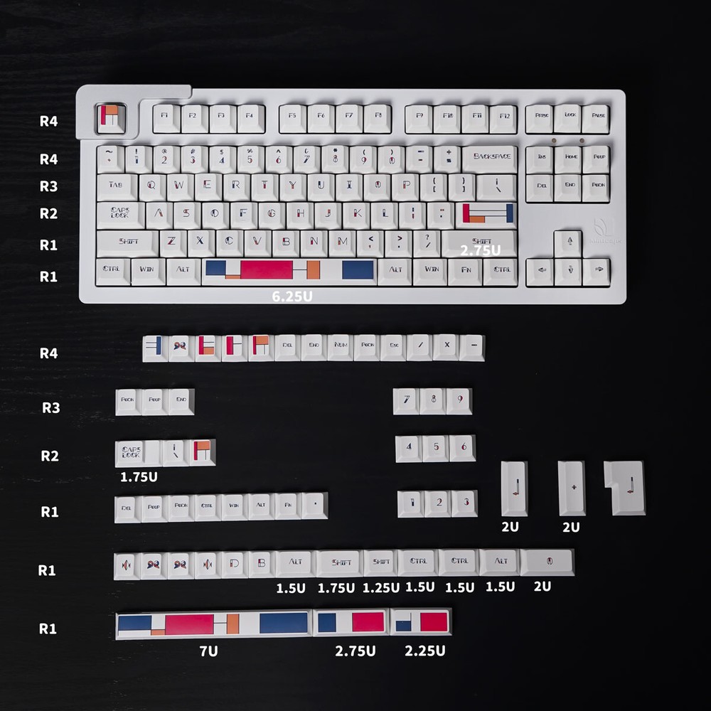 Mondrie Abstract White Theme keycaps 142Pcs/set PBT Cherry Profile