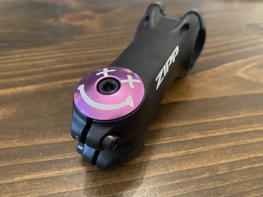 Smiley Face - Threadless Bicycle Headset Stem Cap 1 1/8" Smile Purple