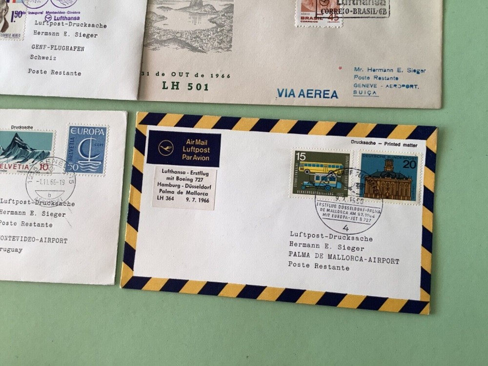 Airmail flight cover mixed world 9 items Ref A1469