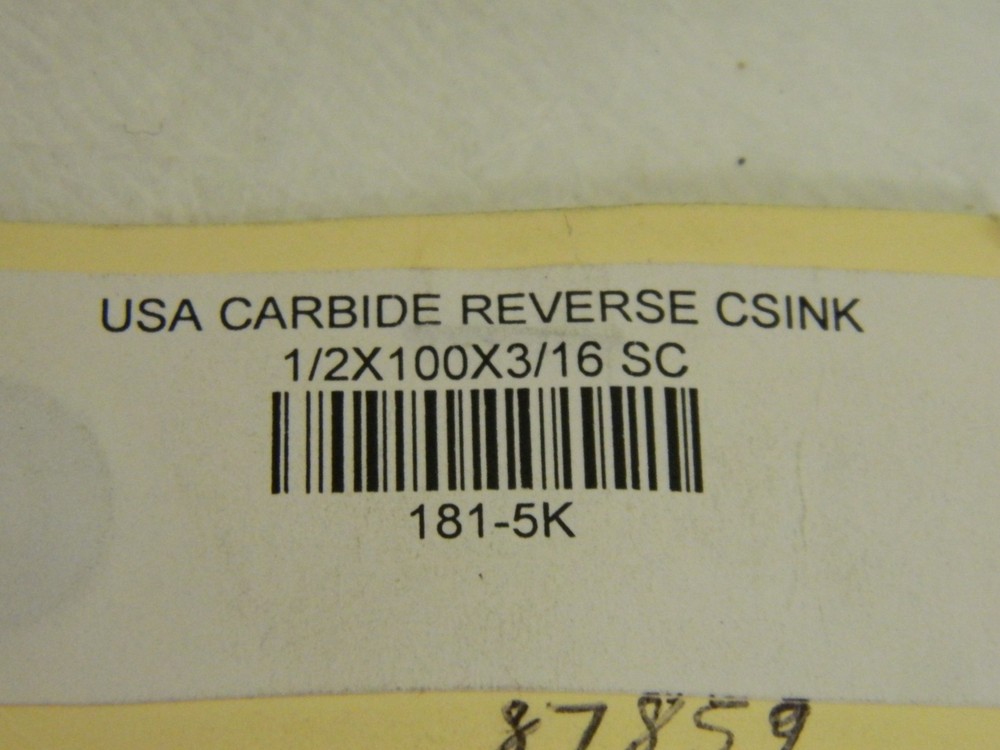 Craig Tool 1/2" X 3/16" Solid Carbide Reverse Countersink 181-5K