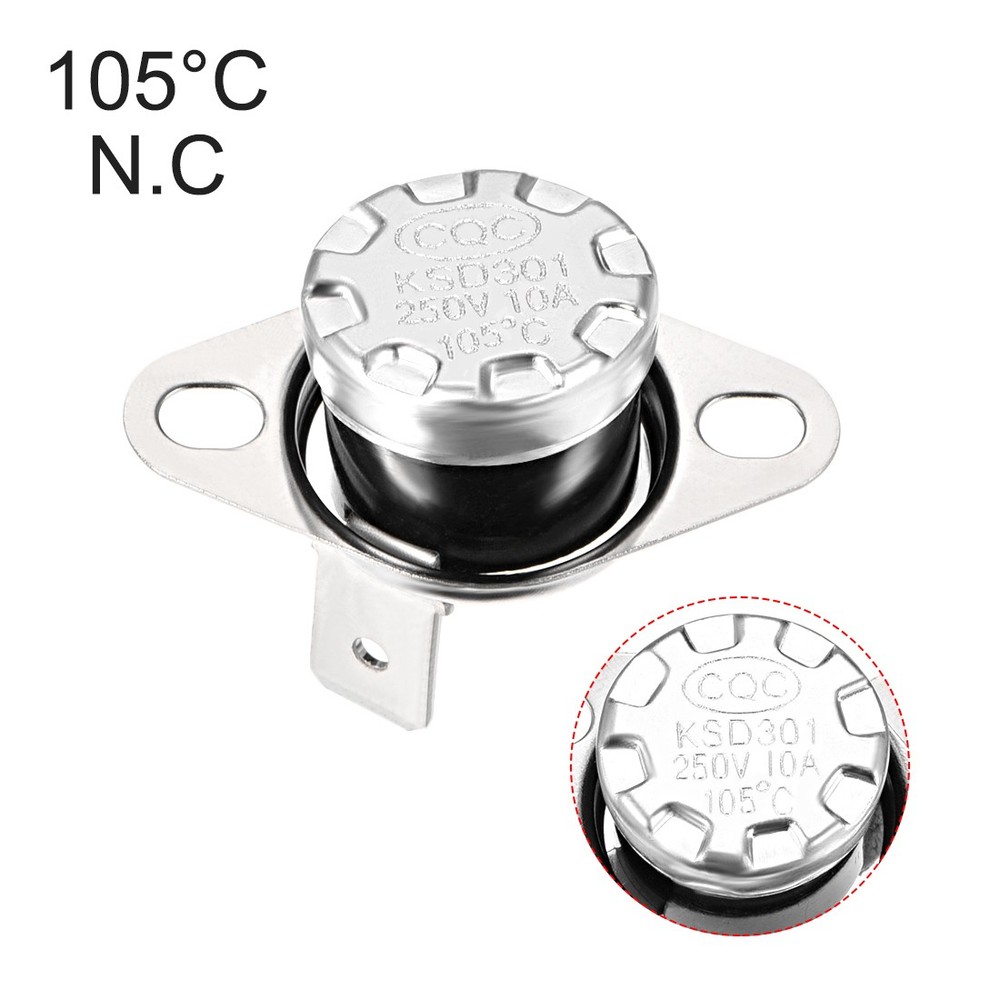 Temperature Control Switch Thermostat KSD301 105°C 10A NC 2pcs