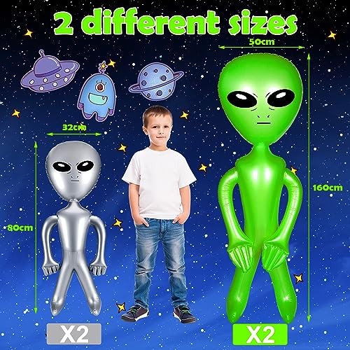 4 Pcs 63/35 Inch Halloween Giant Alien Inflatable Jumbo Blow up Green Alien