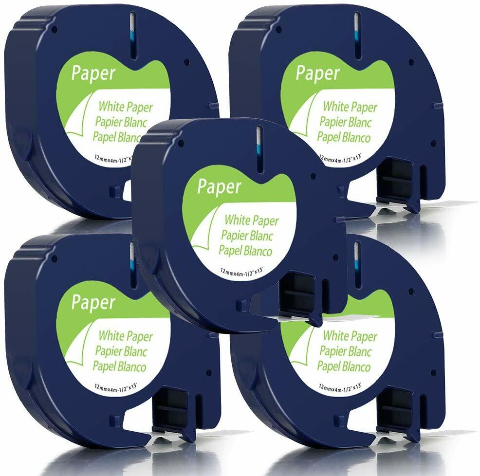 DymoLT 91330 Letratag Refills Compatible with Dymo Label Maker Tape 12mm 5 PK