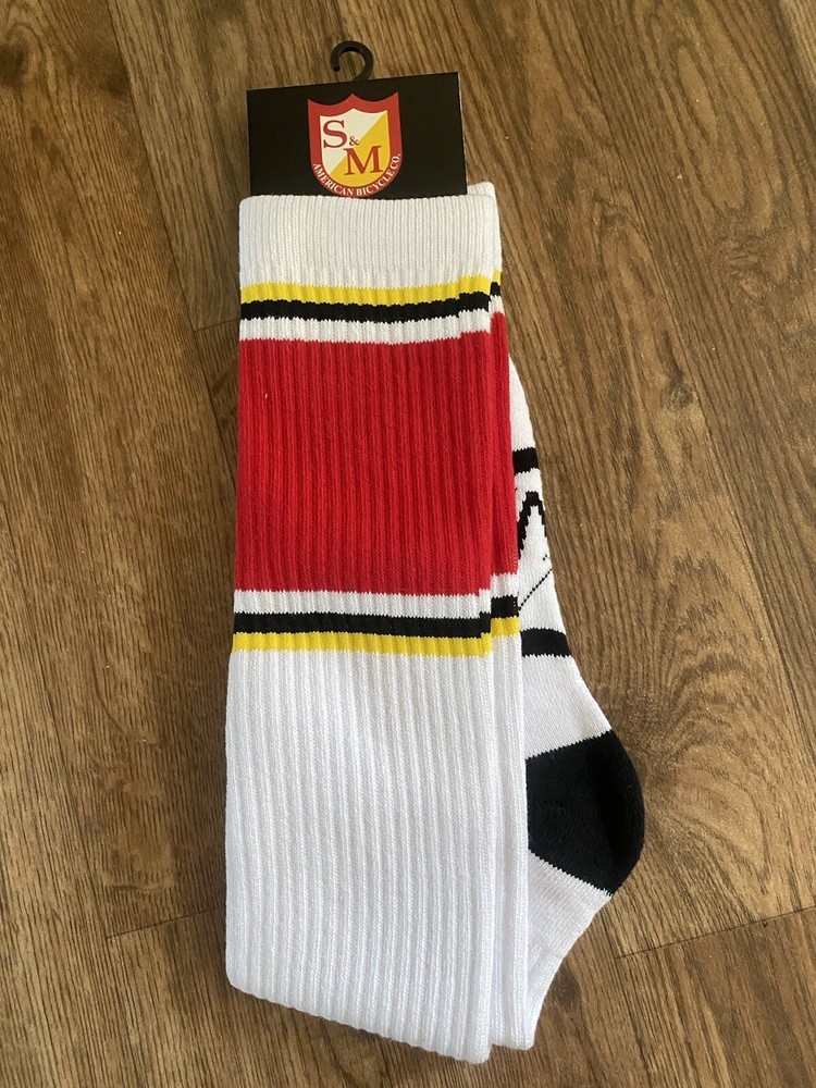 S&M BMX RETROGRADE WHITE BLACK SHIELD SOCKS