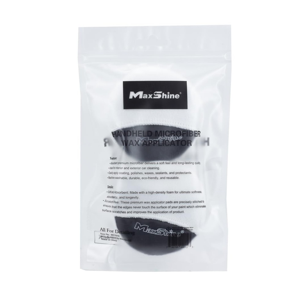 MaxShine Handheld Microfiber Coating Applicator (Pack of 2), Black
