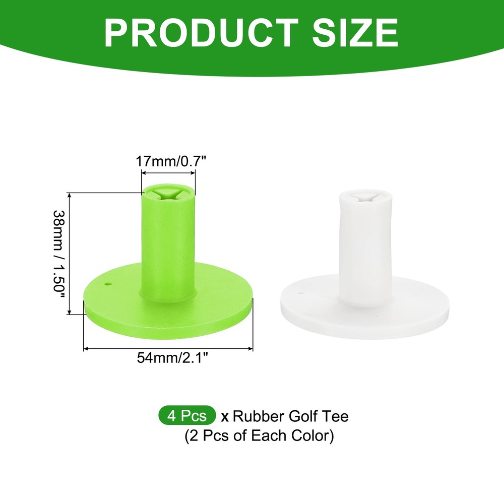 Rubber Golf Tee, 1.5Inch 2Colors 4Pcs Golf Practice Tees Training Driving Range