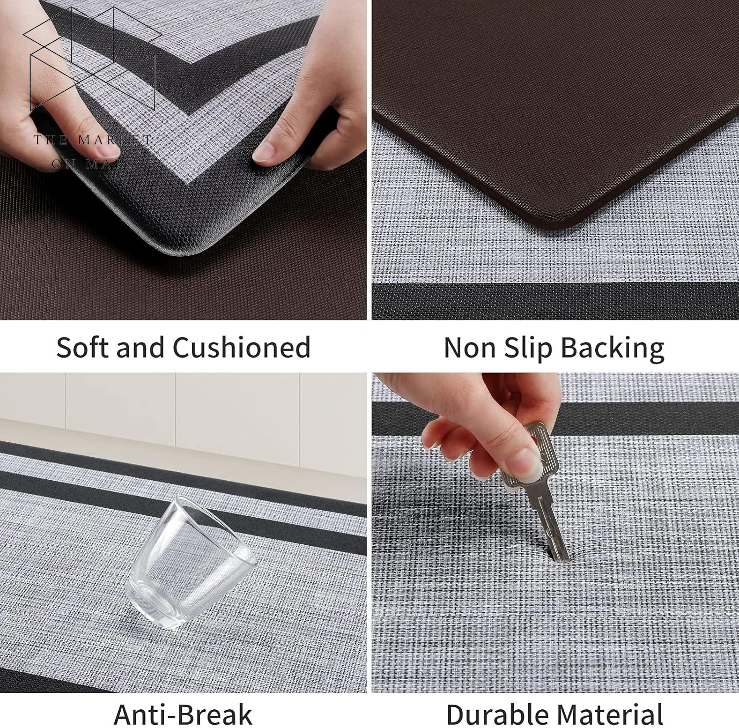 Kitchen Mats Set of 2, Cushioned Anti-Fatigue Non-Skid Rug Sets Ergonomic