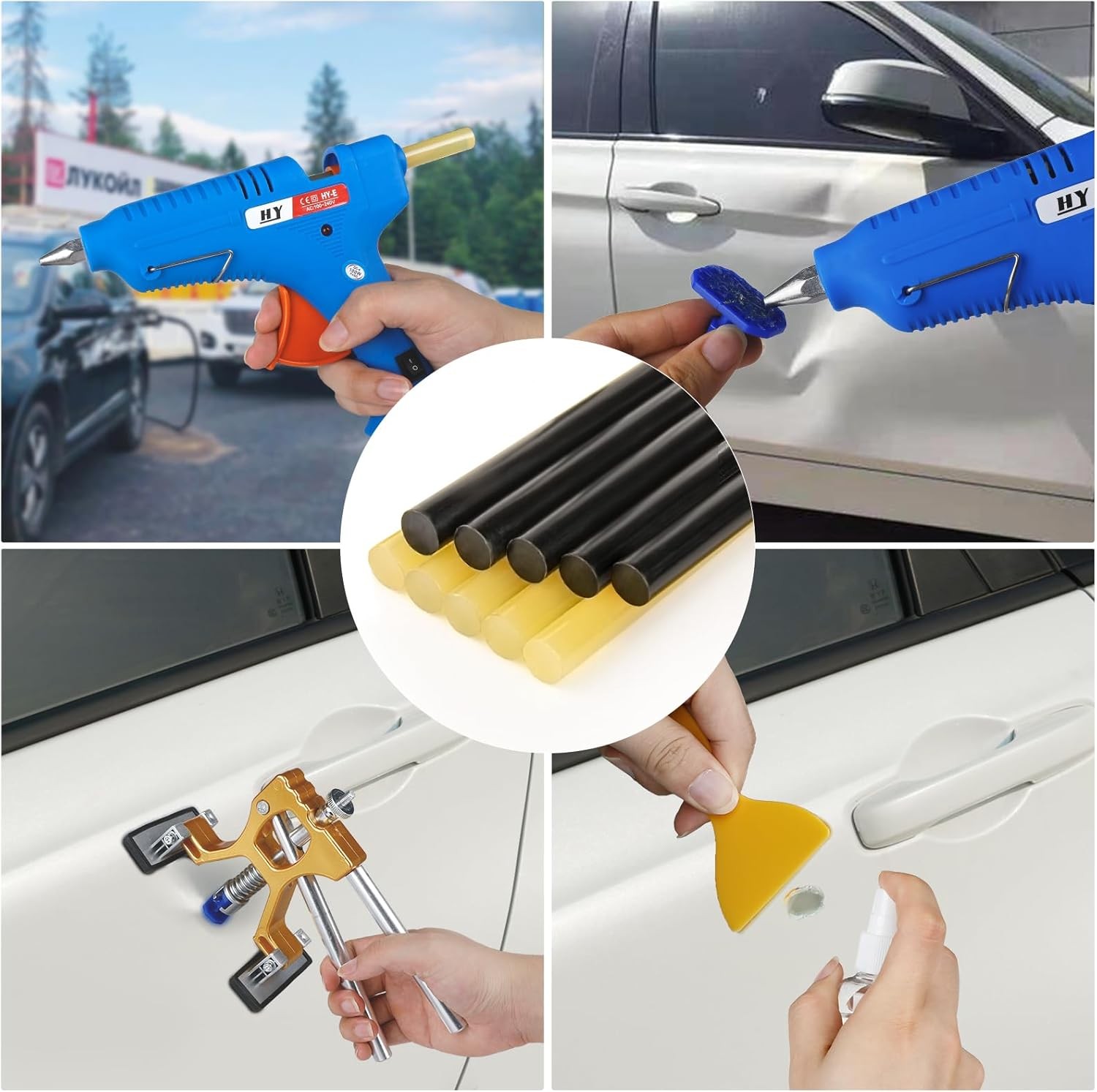Car Body Dent Puller Hammer Bridge Lifter Tool Paintless Hail Remover Repair Kit