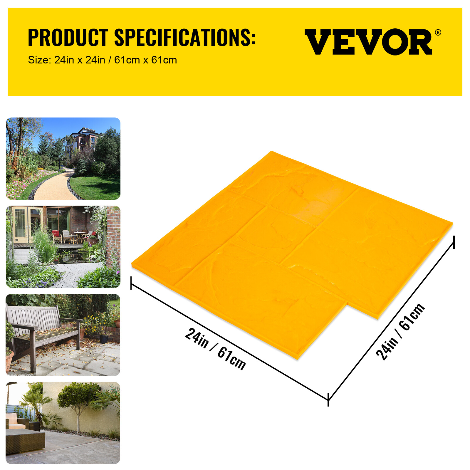 VEVOR Concrete Texturing Skin 24x24" Concrete Stamps Mats Set Concrete Stamping