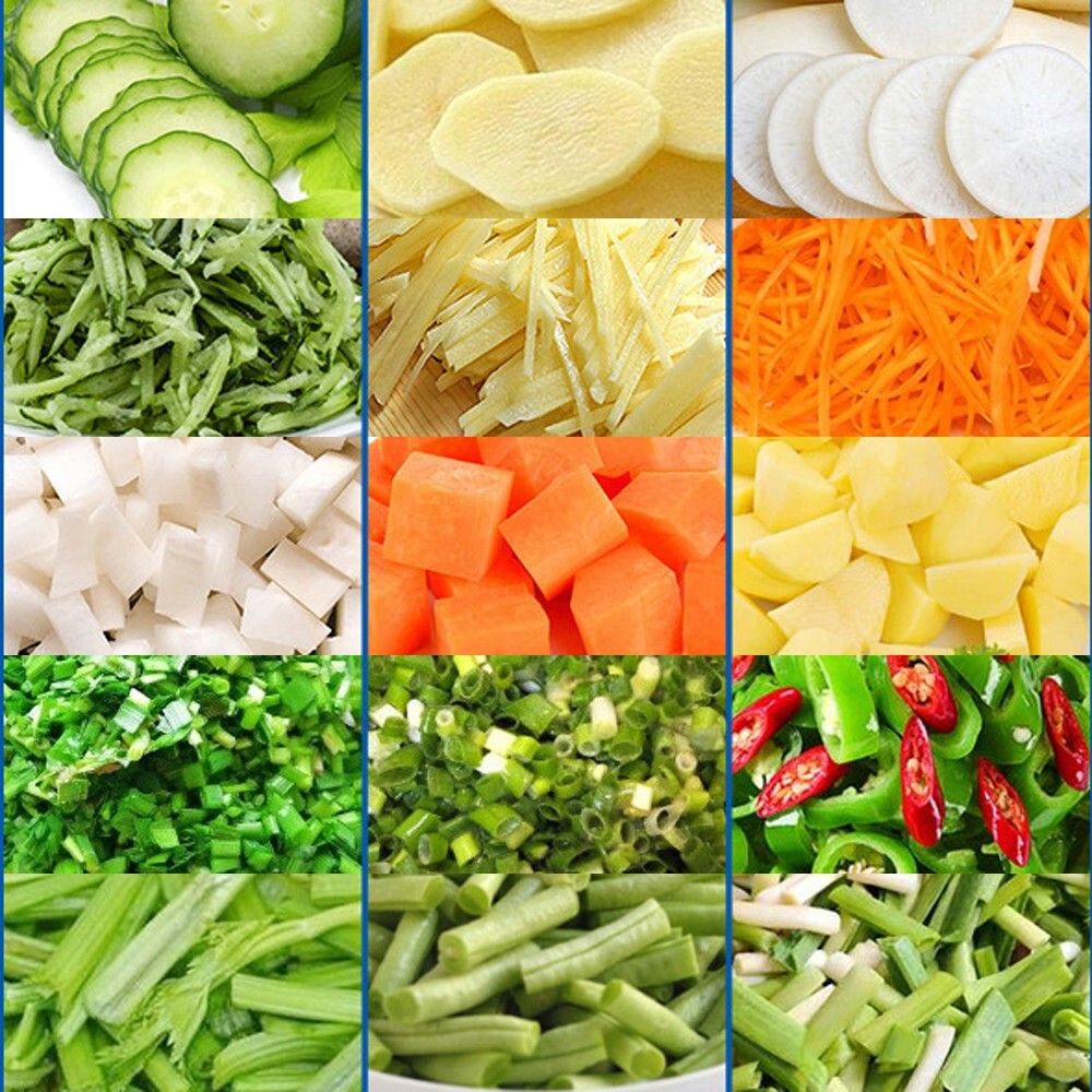 110V Two Head Variable Frequency Fruit & Vegetable Cutter Slicer/Shreder/Dicer