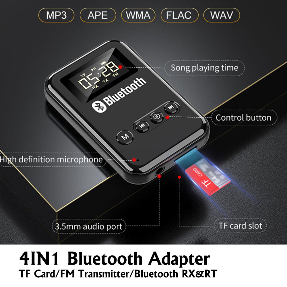 4in1 FM Transmitter Bluetooth Receiver Wireless Home TV Car Stereo Audio Adapter
