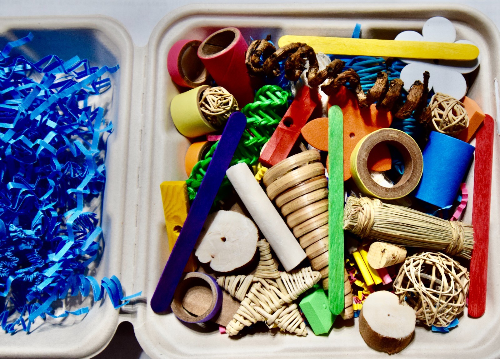 Foraging, Activity, Shredding Box For Birds Rabbits Hamsters etc. Natural, safe.