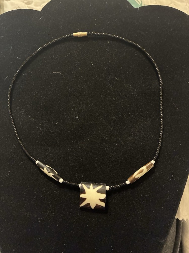 2 Artisan Stone And Bone Beaded Necklaces