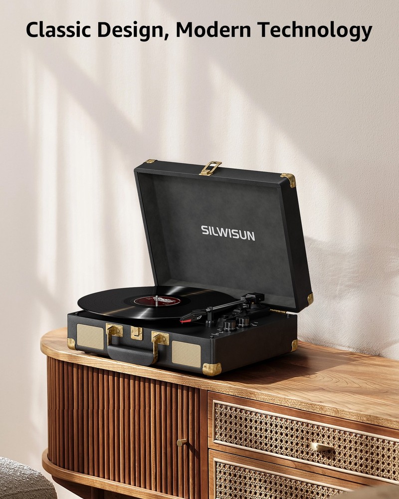 Journey+ Bluetooth Suitcase Record Player, Black