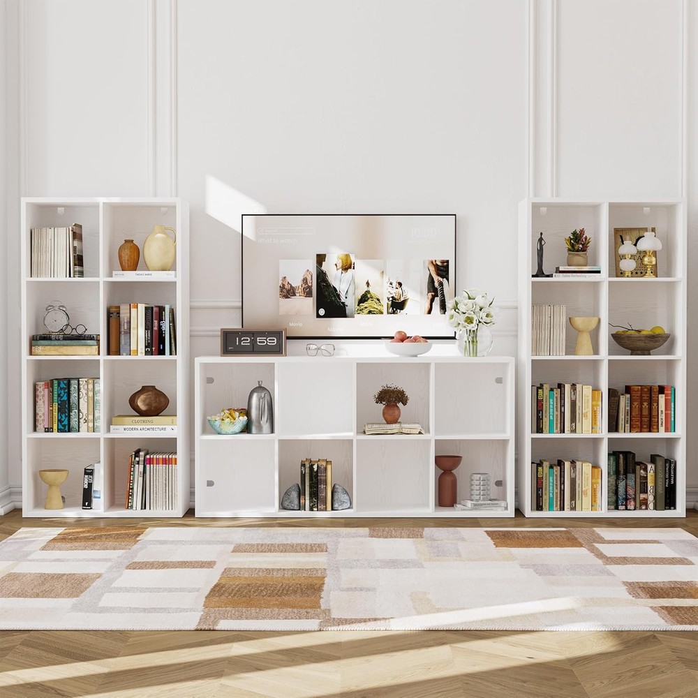 IROCNK Bookshelf 8-Cube Storage Cube Shelf Organizer Extra Thick Frame