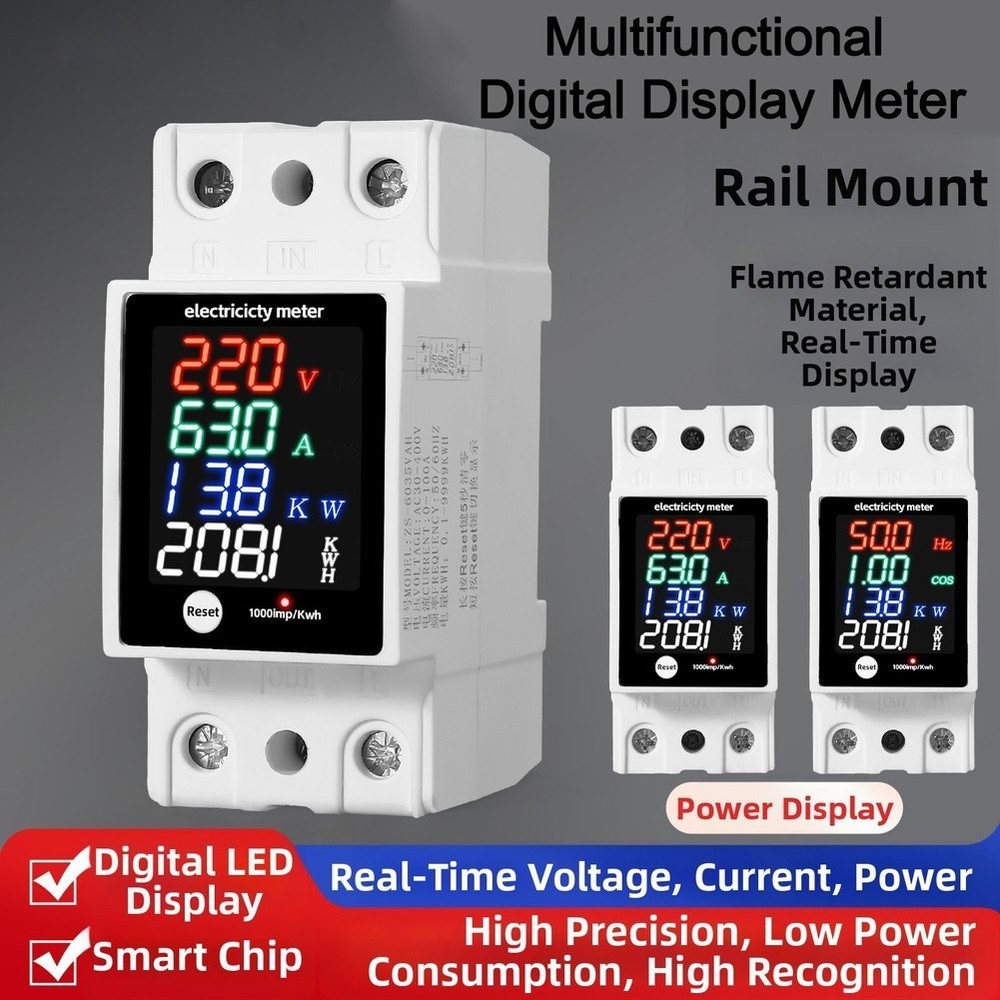 Multifunction Electricity Meter for Real Time Voltage Current Power Measurement