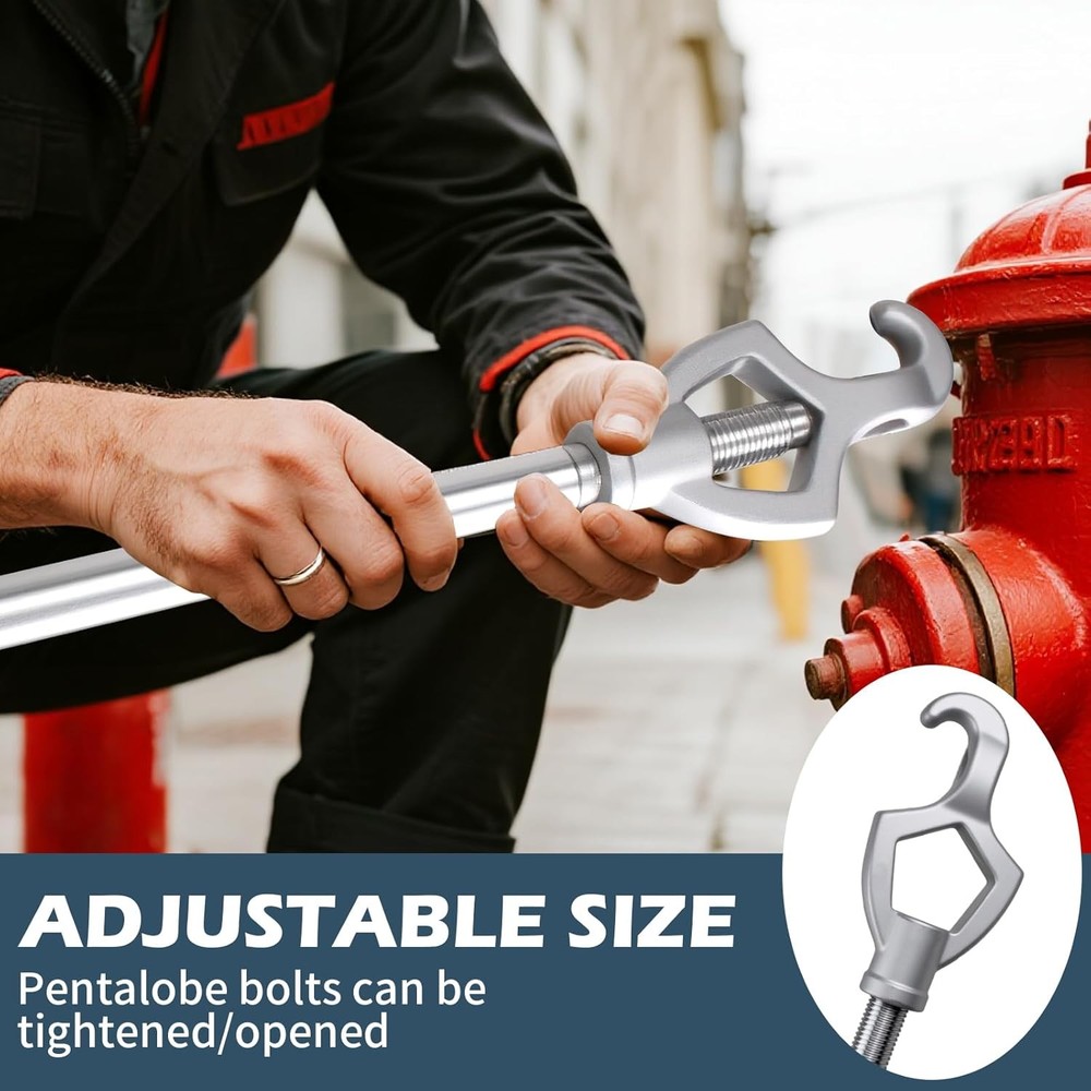 2PCS Professional Fire Hydrant Wrench, Adjustable Spanner Tool for 1-1/2" to 3"