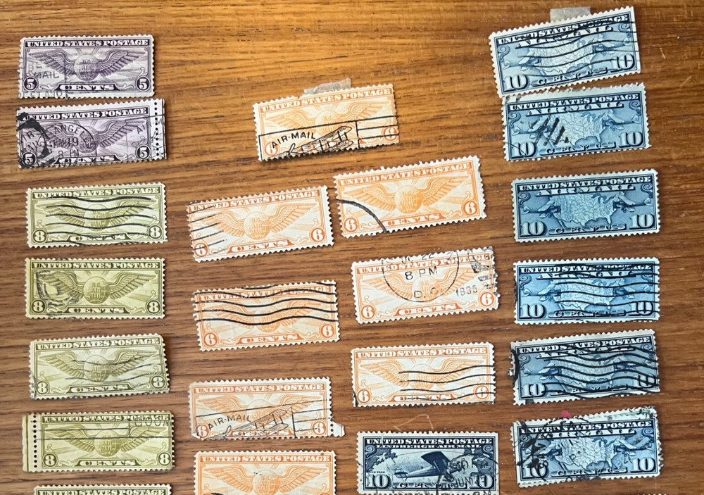 1918–1925 U.S. Air Mail Stamp Lot • Map, Plane & Winged Globe Issues • Early