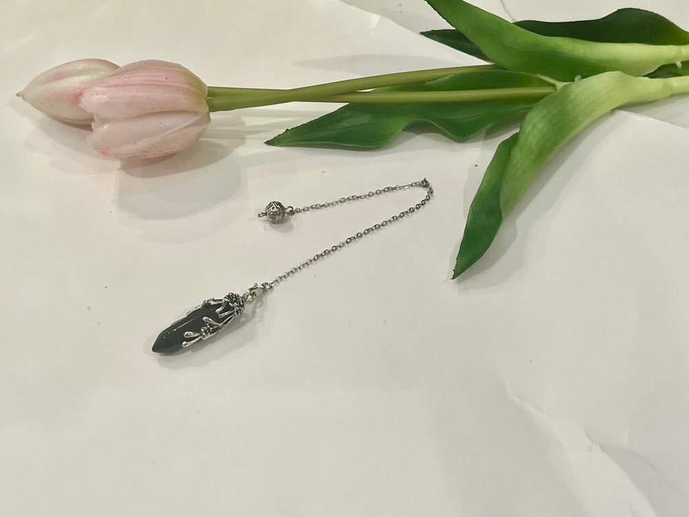 Blessed Black Obsidian Vine Pendulum, Obsidian Dowsing Rod