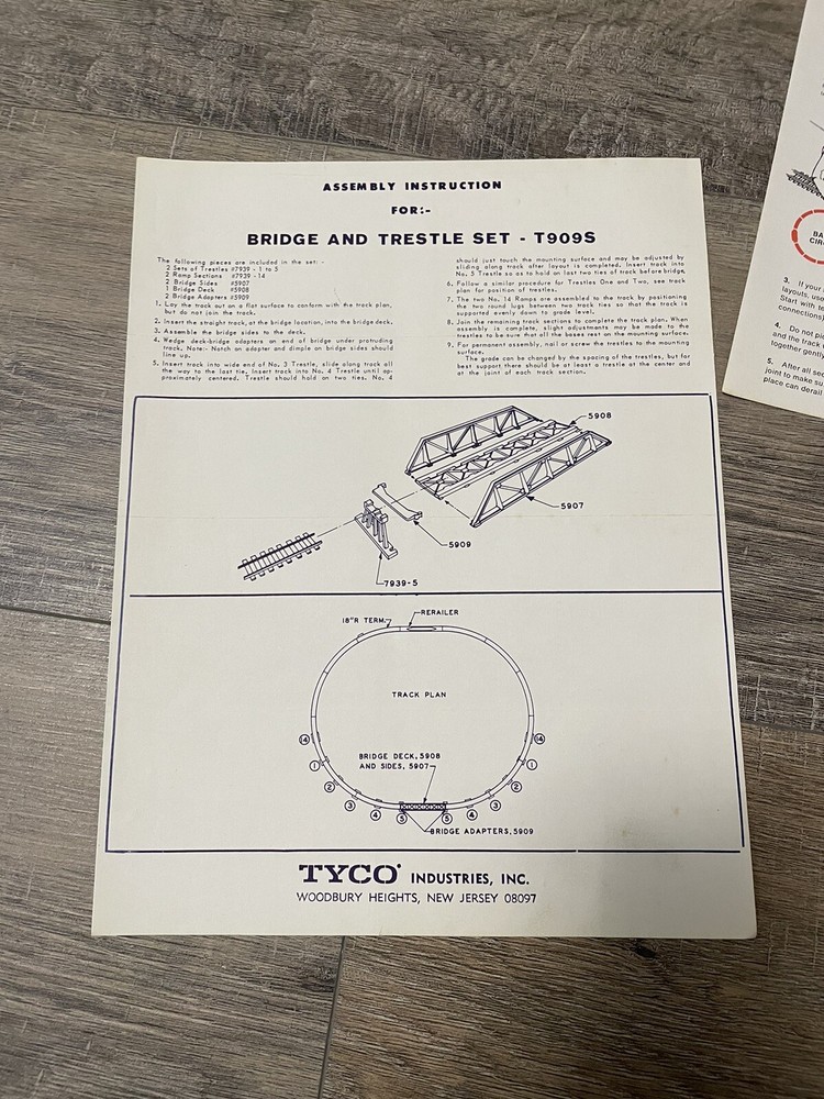 Tyco Train Easy Assembly Instructions T9095 A285 Vintage