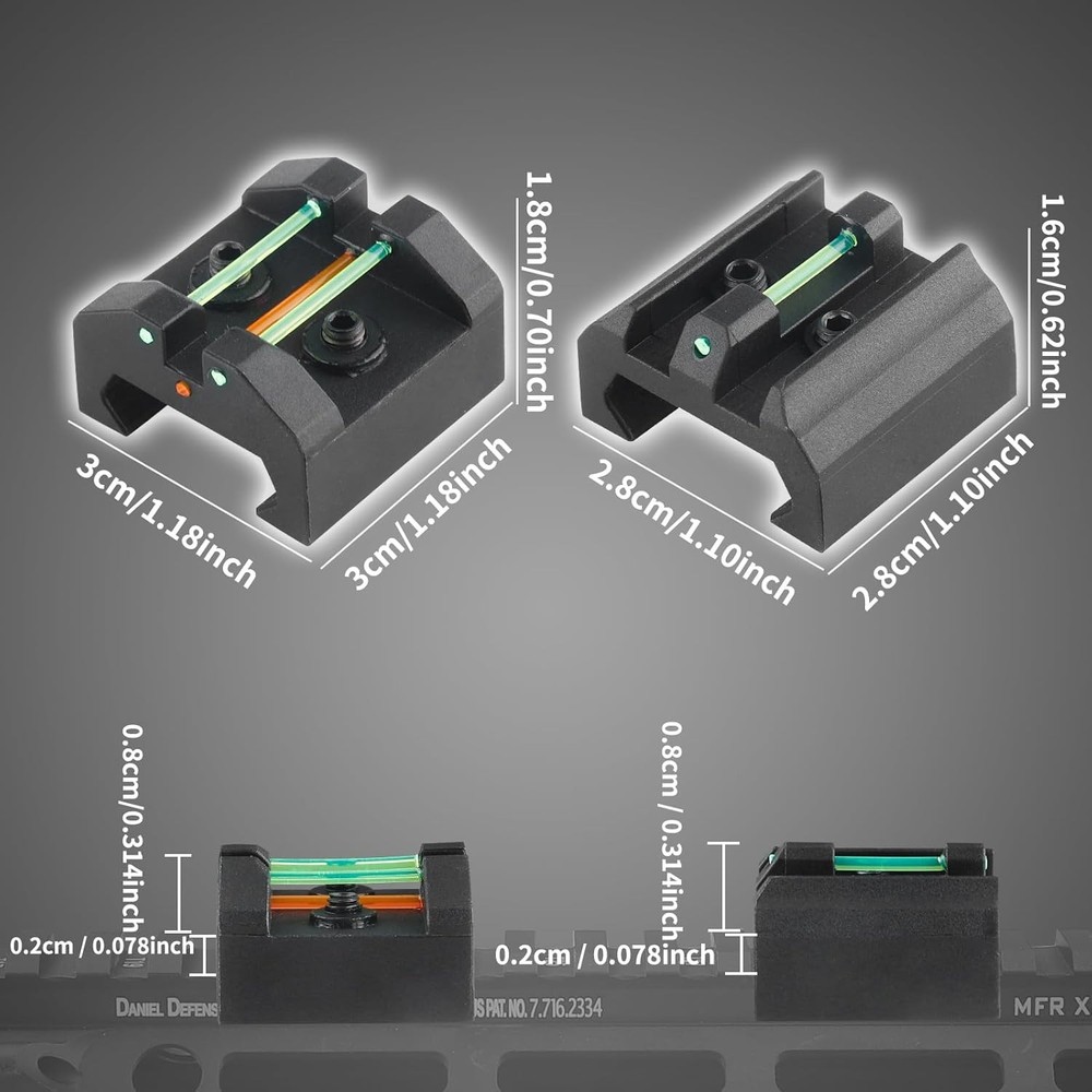 Low profile fiber optic front and rear sights for enhanced targeting performance
