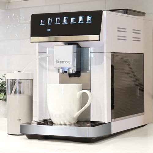 Kenmore Fully Automatic Coffee Maker - with Grinder, Milk Large, White