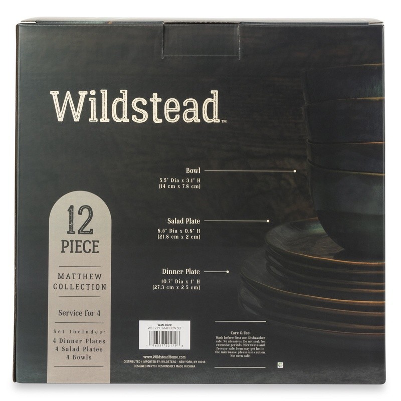 Rustic Ceramic Dinnerware Set 12 Piece Service 4 Dishwasher Microwave Safe New
