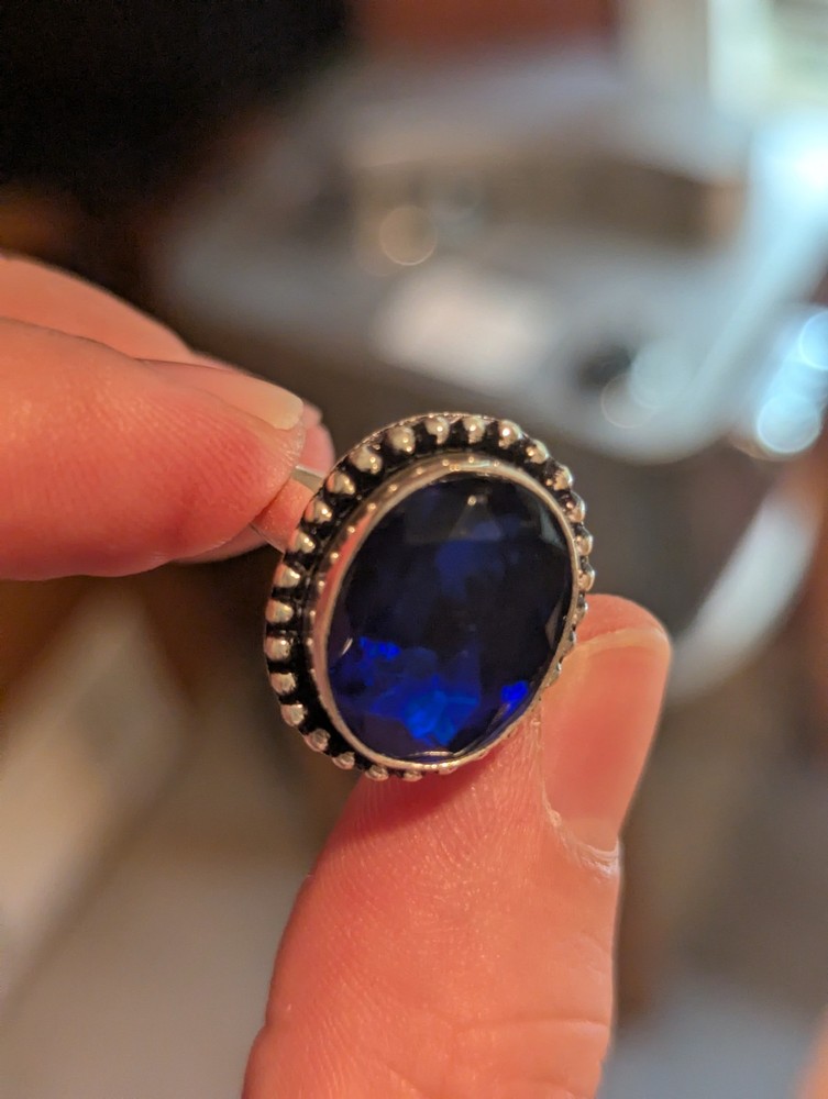 Blue Sapphire Oval Ring Size 9