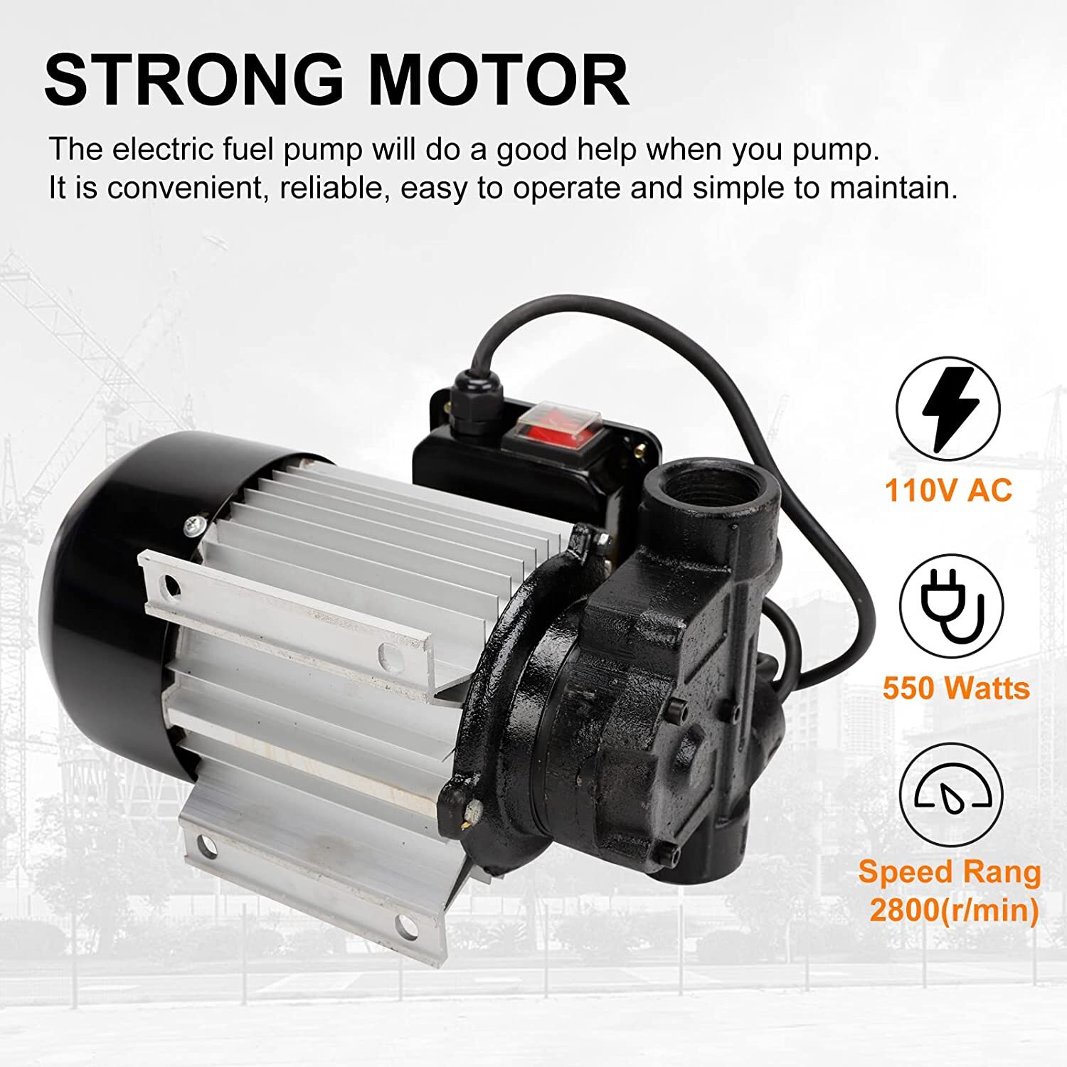 16GPM 550W Oil Diesel Fuel Transfer Pump 110V AC Self Priming 60L/min Oil Pump