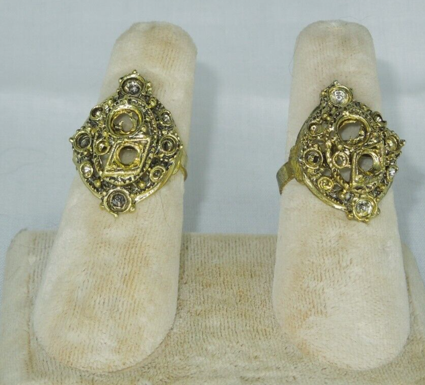 2 Ring Blanks Settings Cabochon Adjustable Antique gold Plated Brass 87V