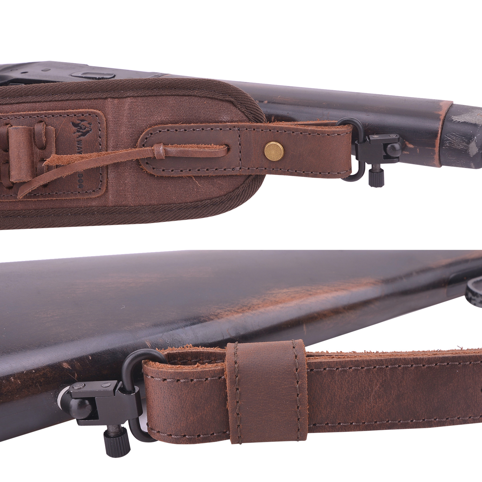 WAYNE'S DOG Durable Leather Rifle Sling Shotgun Strap for .22MAG.30/30.308 12GA