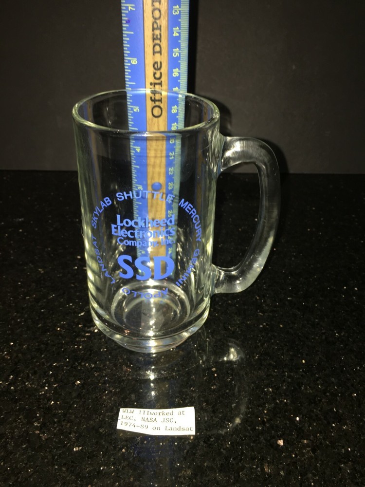 SSD LOCKHEED ELECTRONICS APOLLO SKYLAB SHUTTLE MERCURY GEMINI GLASS MUG