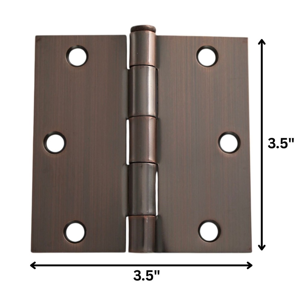 Warwick 3 Pack 3 1/2" Door Hinges Square Corner Bronze DA3013BZ