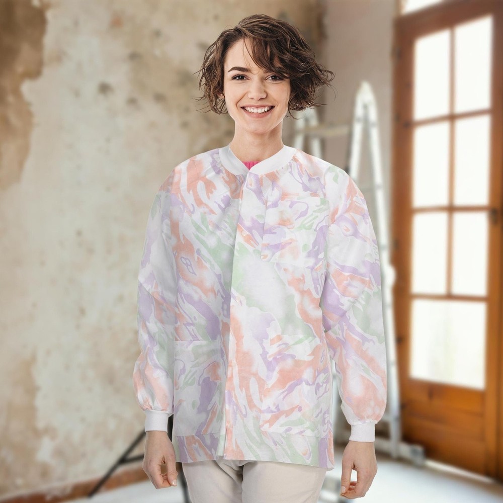 Multicolor Disposable Lab Jackets SMS 45 GSM Snap Front 10 Pack 2X-Large